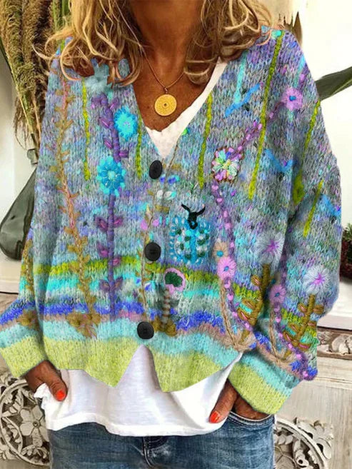Celine | Bunte & Stilvolle Bedruckte Jacke mit Knöpfen 1