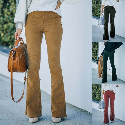 Laure - Elastische Taille Lässige Hose Schlanke ausgestellte Hose 1