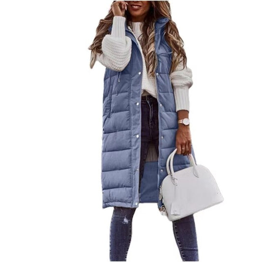 Lena | Weste Baumwolle Langer Mantel Ärmellos Lose Jacke 1