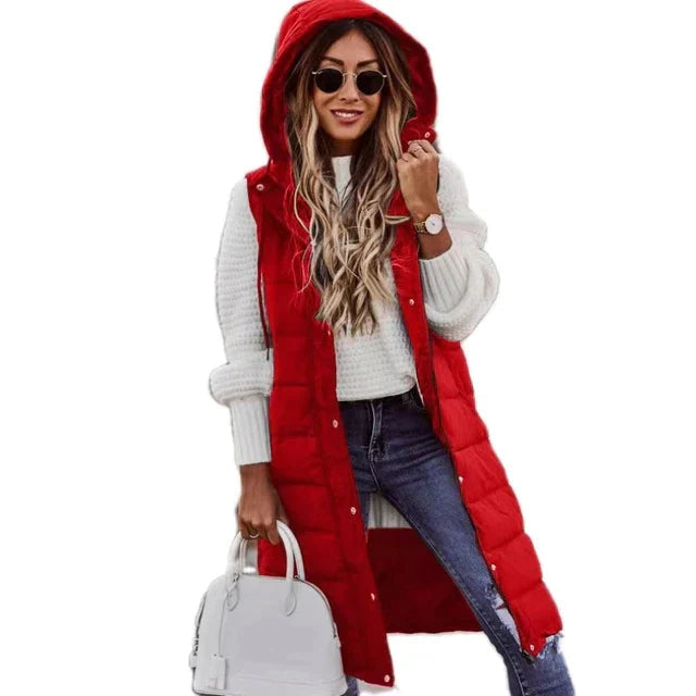 Lena | Weste Baumwolle Langer Mantel Ärmellos Lose Jacke 9