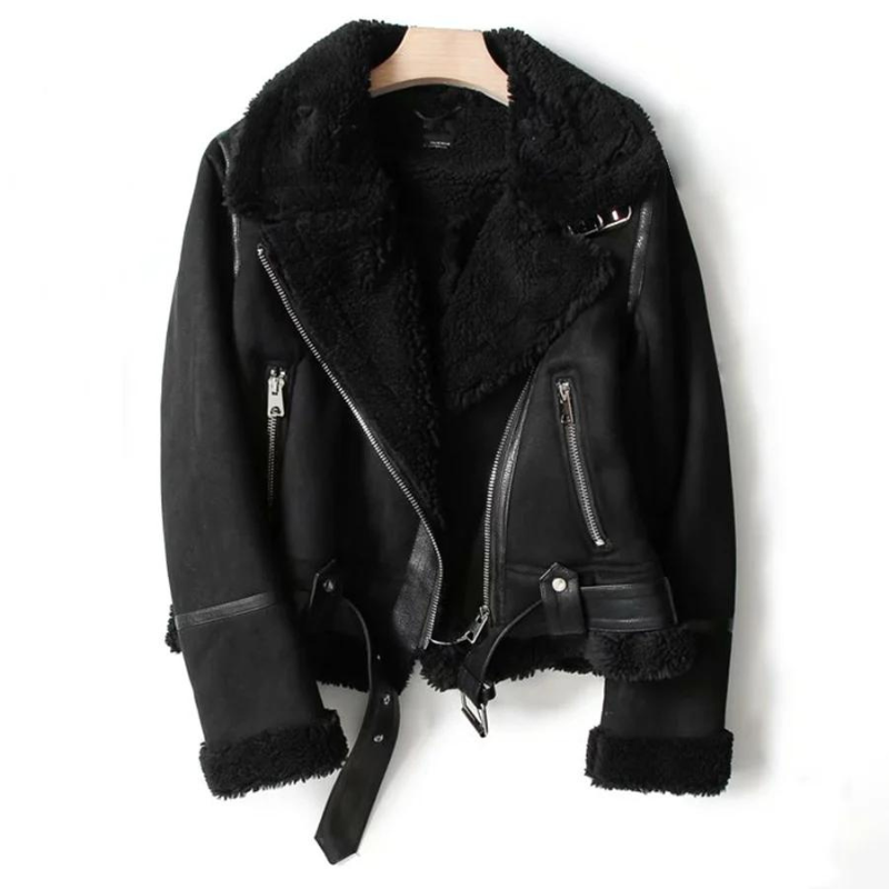 Macie | Lederjacke mit Sherpa Futter 2