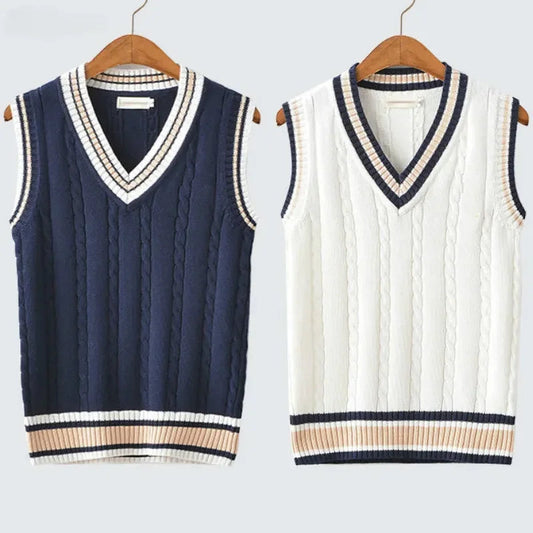 Old Money Style V Ausschnitt Retro Pullover Weste für Herren 1
