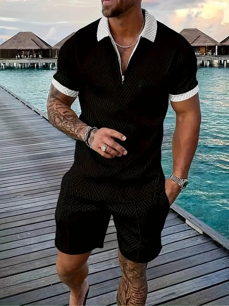 Sommer Strand V ausschnitt Top 2 teilig set für Herren 8
