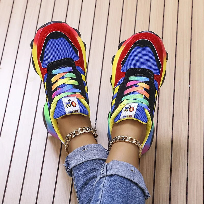 Amber - Bunte Sneakers mit Regenbooh Design für Damen 0