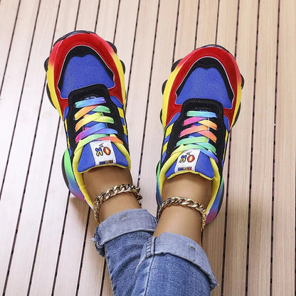 Amber - Bunte Sneakers mit Regenbooh Design für Damen 0