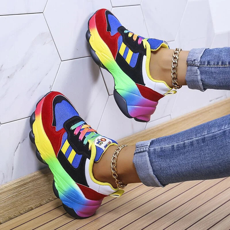 Amber - Bunte Sneakers mit Regenbooh Design für Damen 2