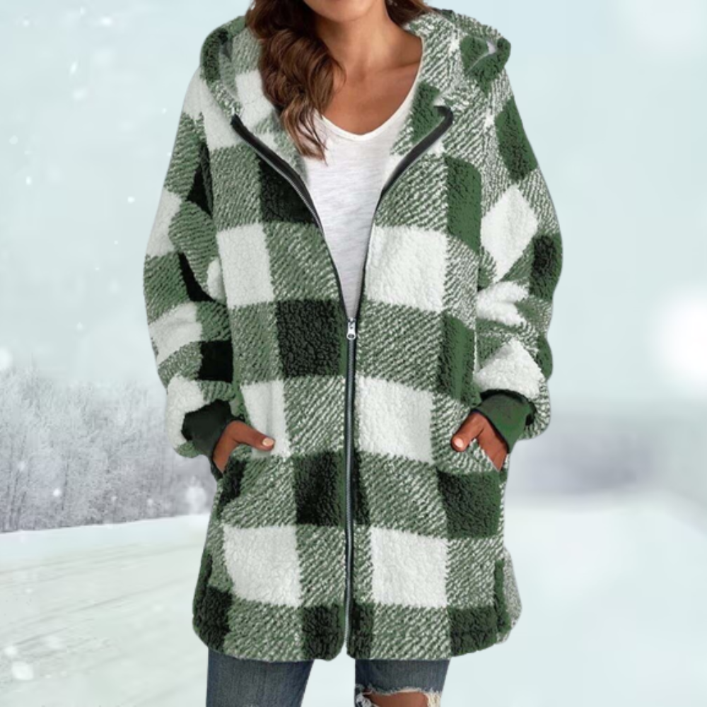 Anastasia - Gemütliche karierte Winterjacke mit Kapuze 0