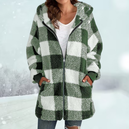 Anastasia - Gemütliche karierte Winterjacke mit Kapuze 0