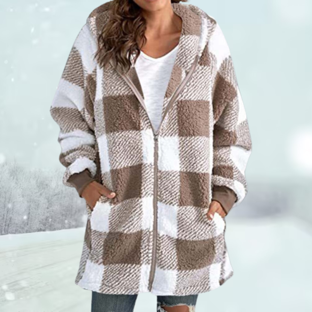 Anastasia - Gemütliche karierte Winterjacke mit Kapuze 1