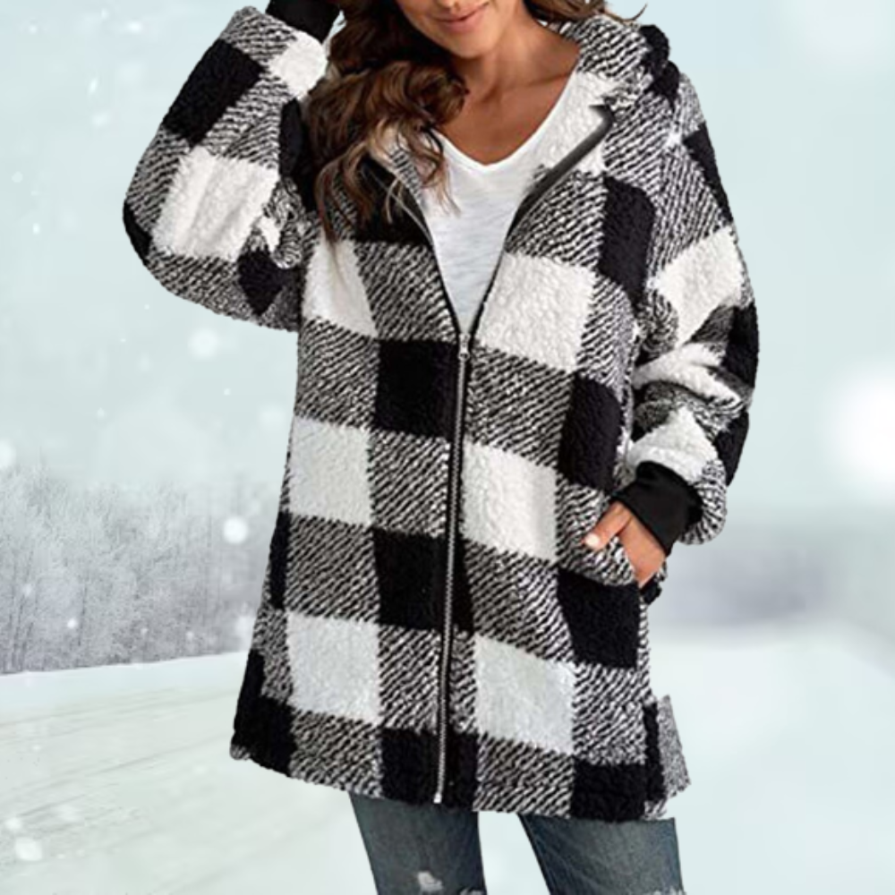 Anastasia - Gemütliche karierte Winterjacke mit Kapuze 2