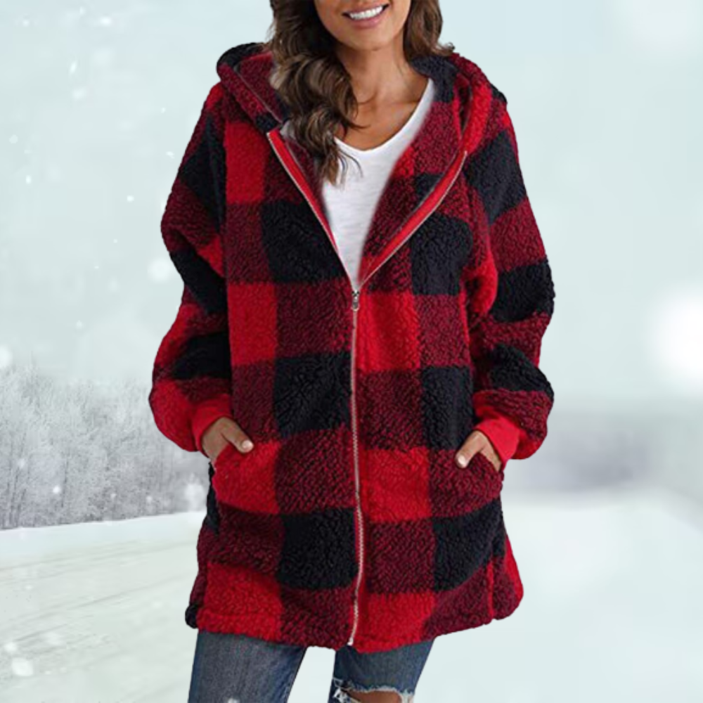 Anastasia - Gemütliche karierte Winterjacke mit Kapuze 5