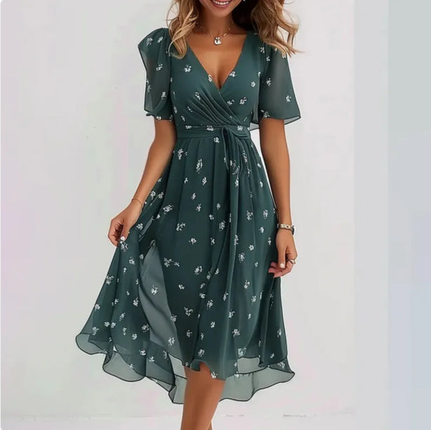 Annegret – damenkleid mit v-Ausschnitt 0