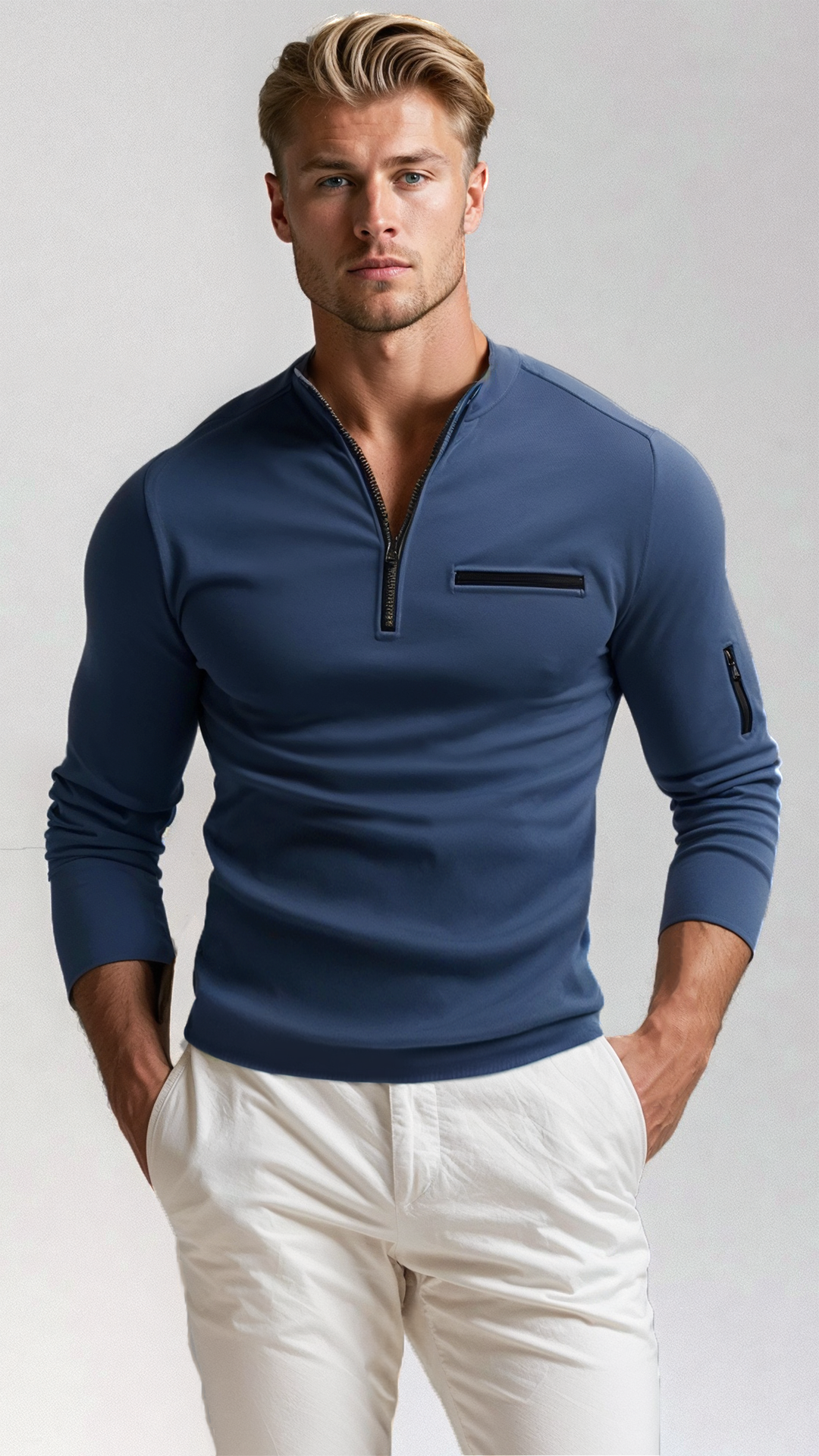 Antione - Poloshirt mit Viertelreißverschluss 1