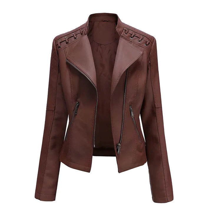 Arline - pu-lederjacke mit reibverschluss 11