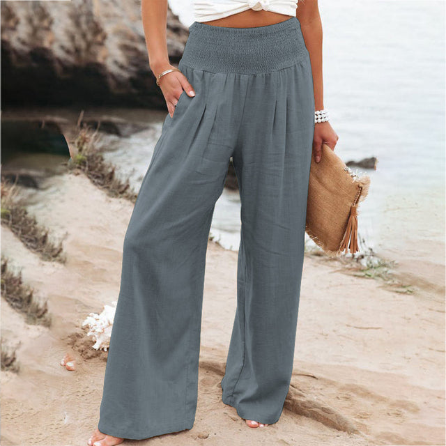 Ashlyn | Baumwoll-Leinen-Hose mit weitem Bein 1
