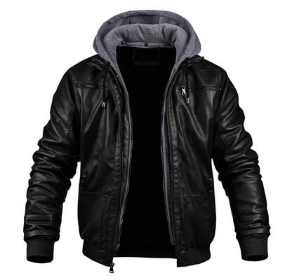 BENJAMIN - Stilvolle Premium Leder Winter Jacke mit Kapuze 0