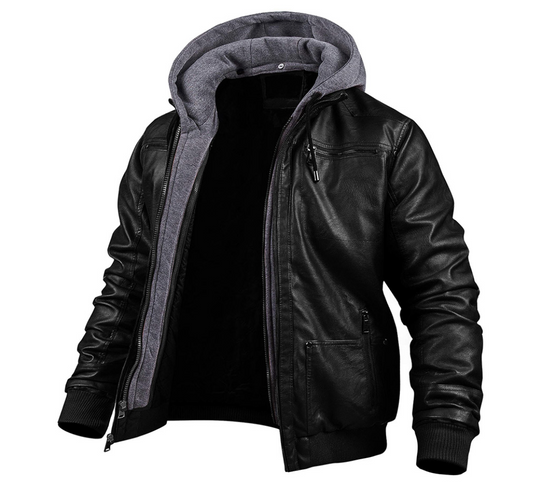 BENJAMIN - Stilvolle Premium Leder Winter Jacke mit Kapuze 1