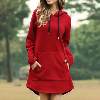 Beatrice - Gemütliches langes Sweatshirt Kleid mit Kapuze 4