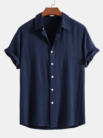 Bluse mit kurzen Ärmeln und Leinenhosen Sommer set für herren 2