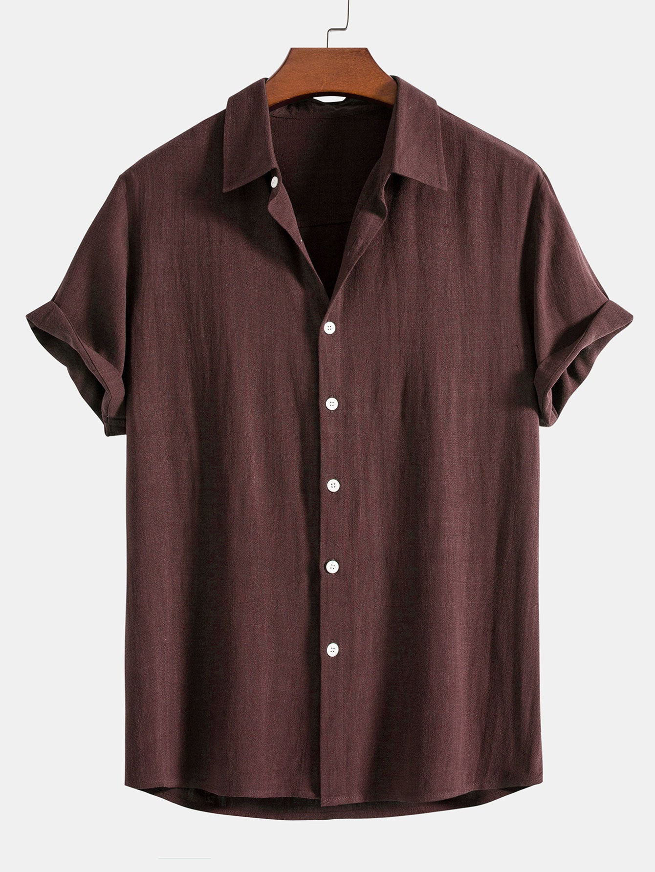 Bluse mit kurzen Ärmeln und Leinenhosen Sommer set für herren 3
