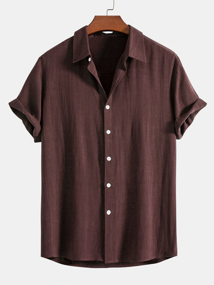 Bluse mit kurzen Ärmeln und Leinenhosen Sommer set für herren 3