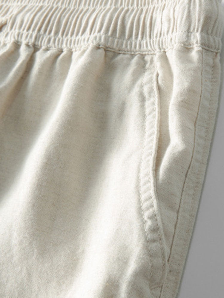 Bluse mit kurzen Ärmeln und Leinenhosen Sommer set für herren 4