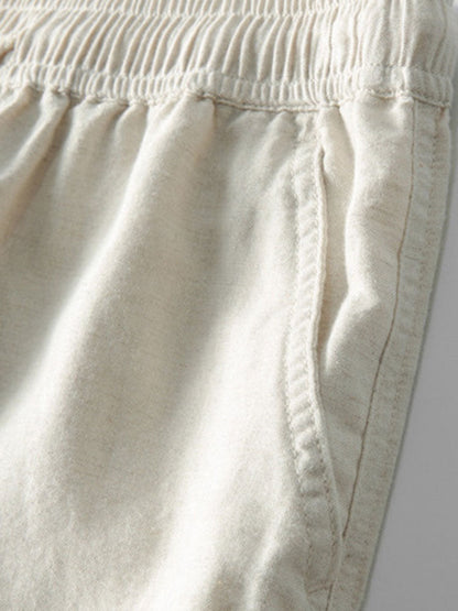 Bluse mit kurzen Ärmeln und Leinenhosen Sommer set für herren 4