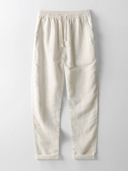 Bluse mit kurzen Ärmeln und Leinenhosen Sommer set für herren 6