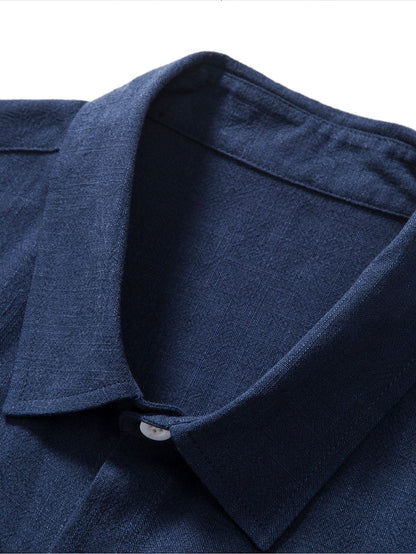 Bluse mit kurzen Ärmeln und Leinenhosen Sommer set für herren 8