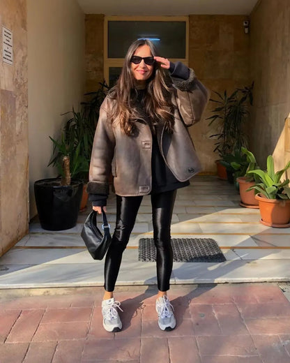 Braune oversized Jacke 3