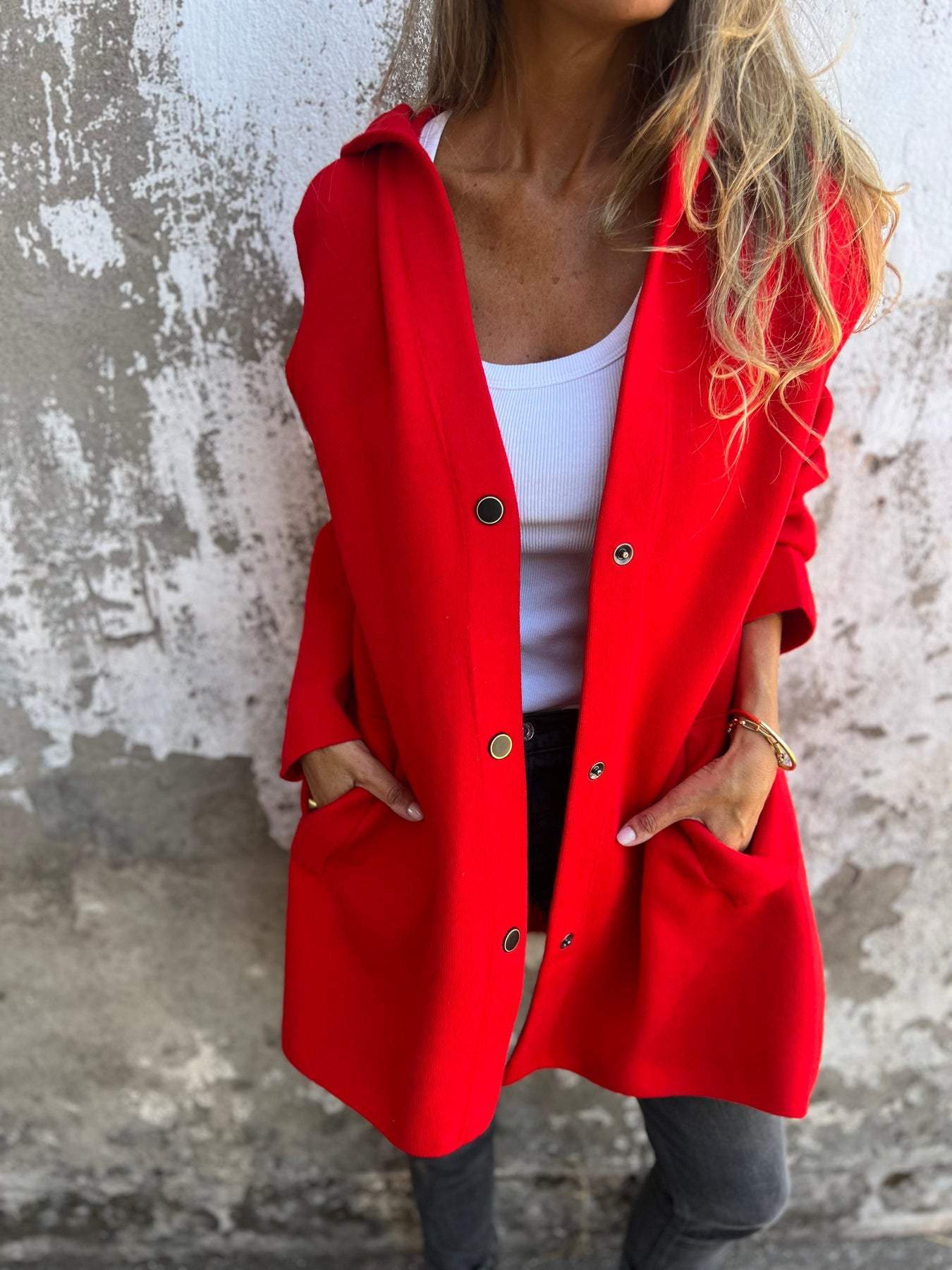 Cari - Casual einreihiger Blazer mit Kapuze 0
