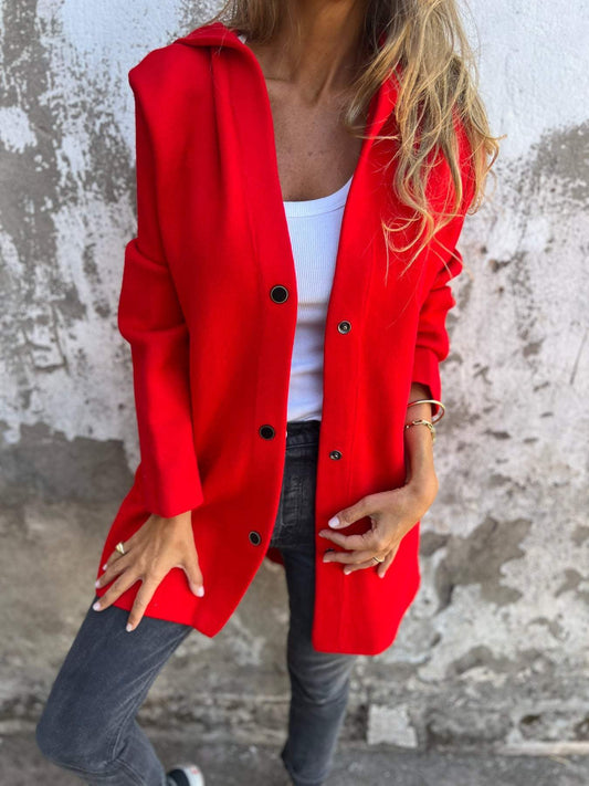 Cari - Casual einreihiger Blazer mit Kapuze 1