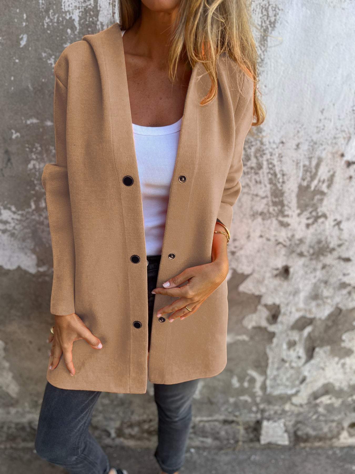 Cari - Casual einreihiger Blazer mit Kapuze 10