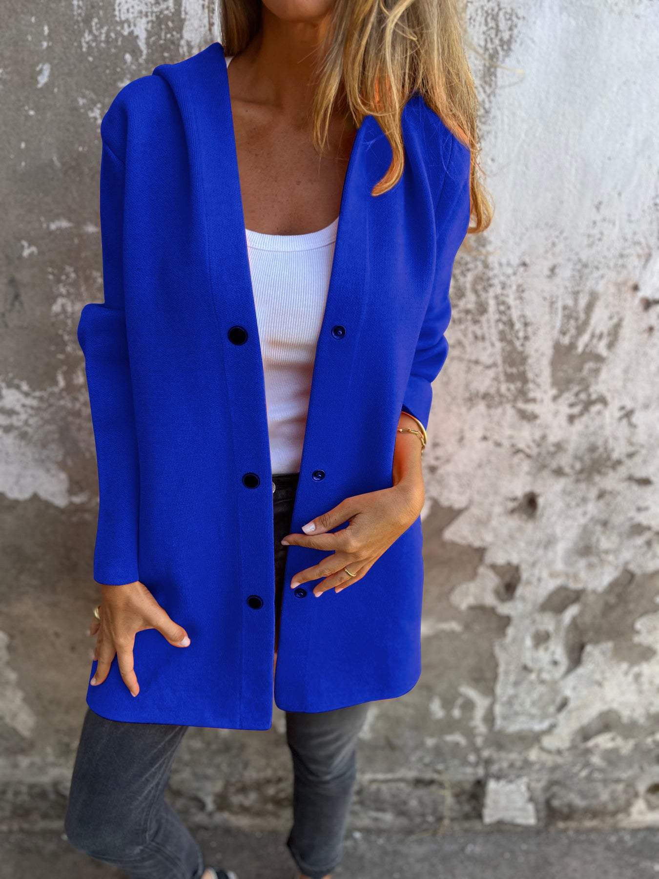Cari - Casual einreihiger Blazer mit Kapuze 11