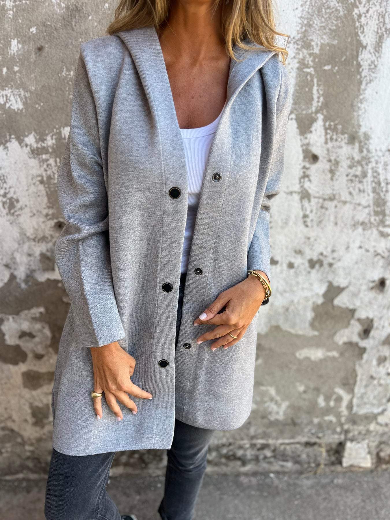 Cari - Casual einreihiger Blazer mit Kapuze 4
