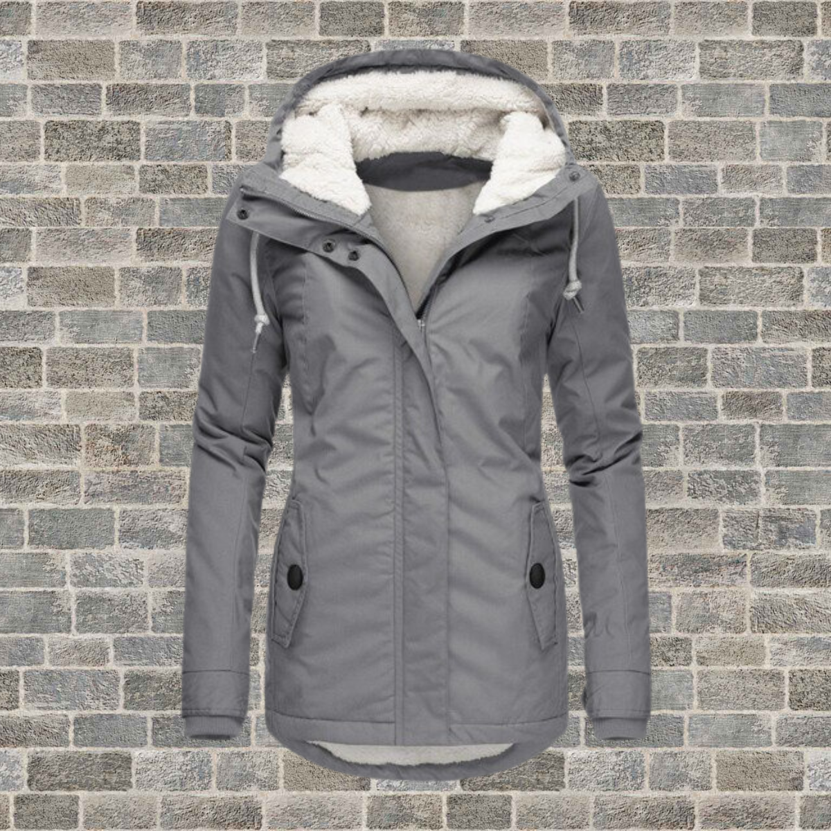 Celine - Neu Plissierter Baumwollmantel mit Kapuze aus Lambswool 0