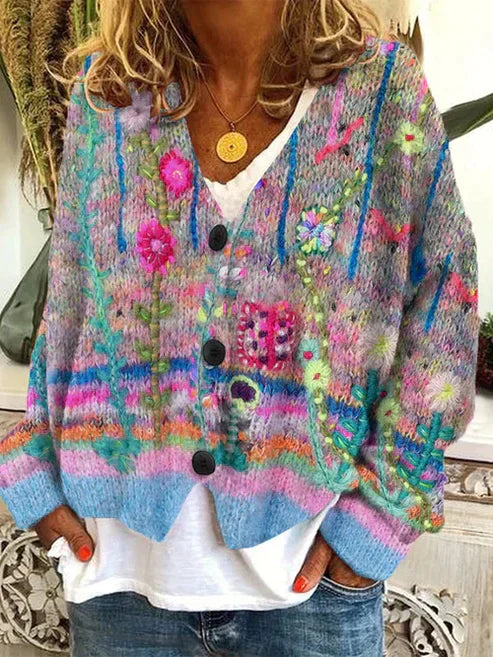 Celine | Bunte & Stilvolle Bedruckte Jacke mit Knöpfen 0