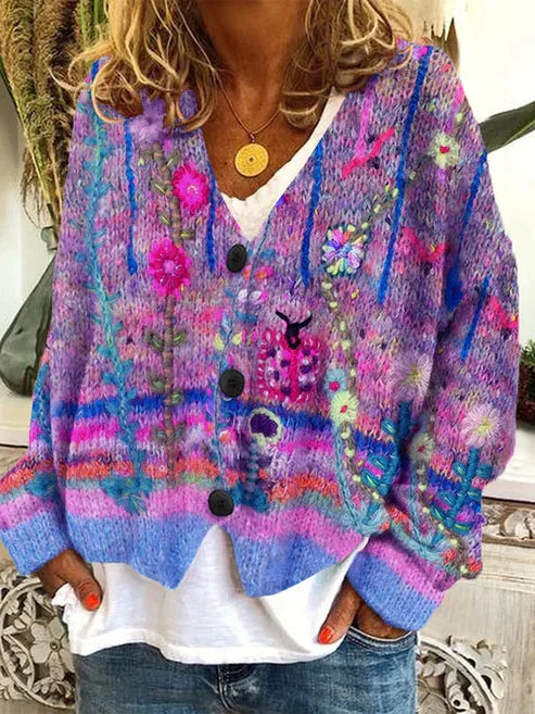 Celine | Bunte & Stilvolle Bedruckte Jacke mit Knöpfen 3