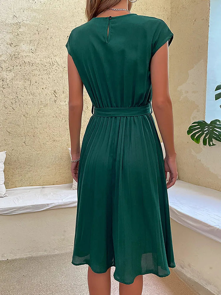 Claire - Kurzärmeliges plissiertes lässiges Minikleid für den Sommer 2024 3