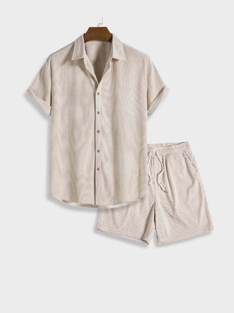 Corduroy kurze Hose + hemd kurzarm herren - Old money style 0