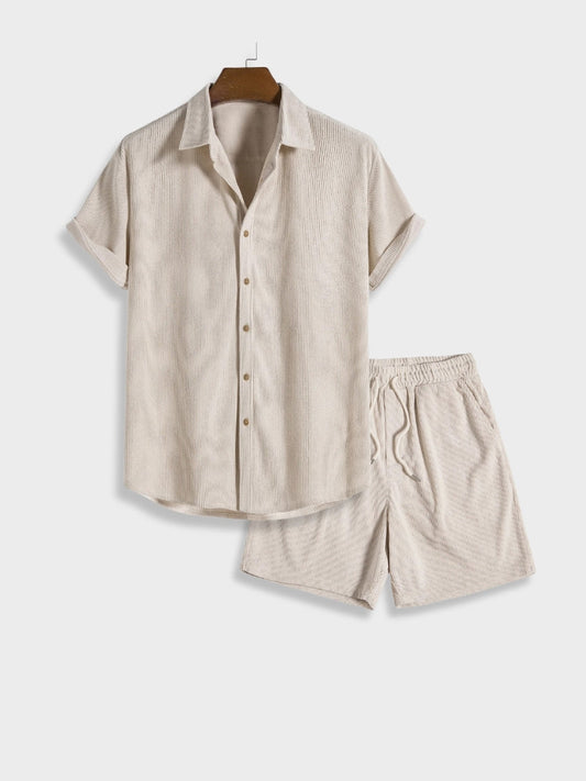Corduroy kurze Hose + hemd kurzarm herren - Old money style 0