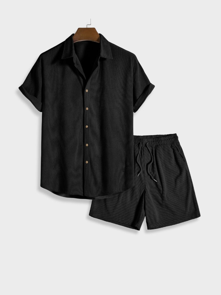 Corduroy kurze Hose + hemd kurzarm herren - Old money style 1