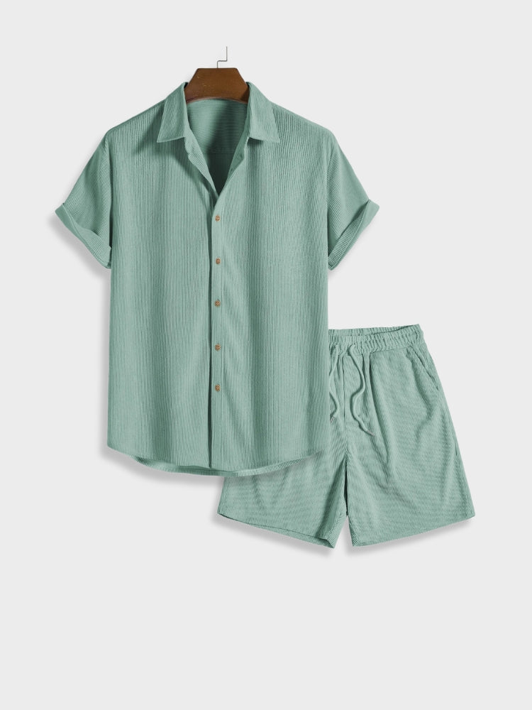 Corduroy kurze Hose + hemd kurzarm herren - Old money style 2