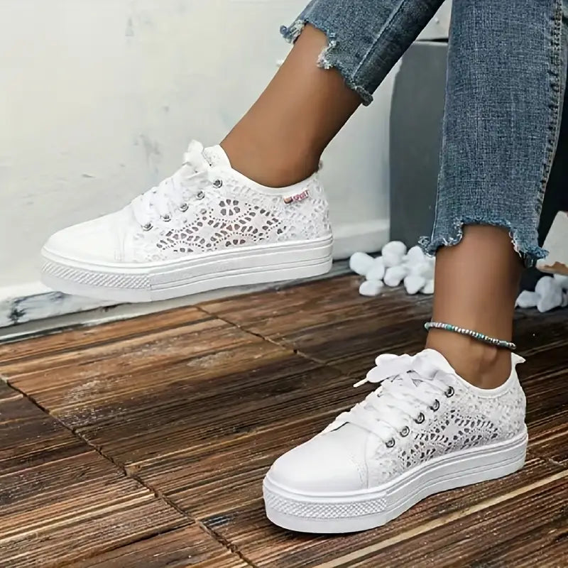 Damen-Spitzen-Plattform-Sneaker 0