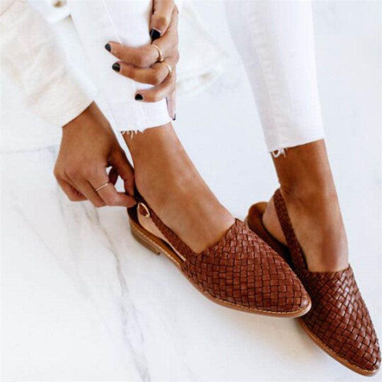 Damen Slipper – Handgeflochtene Sommerschuhe mit offenem Fersenbereich 0