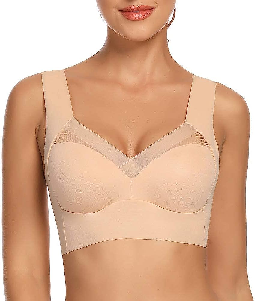 Damen Soft-BH ohne Bügel – Nahtloser Komfort-BH mit Mesh-Einsatz & breiten Trägern für Alltag & Freizeit 4