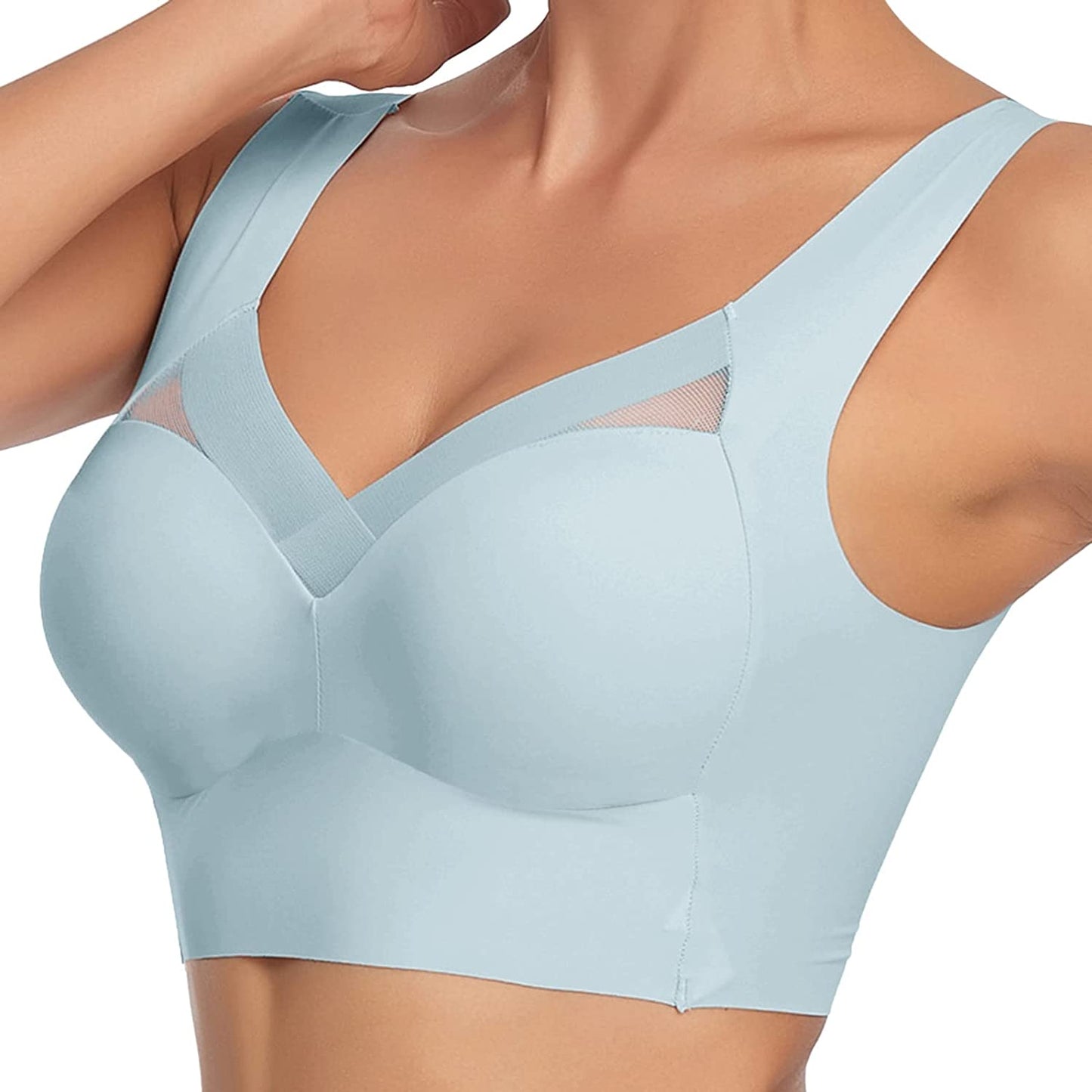 Damen Soft-BH ohne Bügel – Nahtloser Komfort-BH mit Mesh-Einsatz & breiten Trägern für Alltag & Freizeit 6