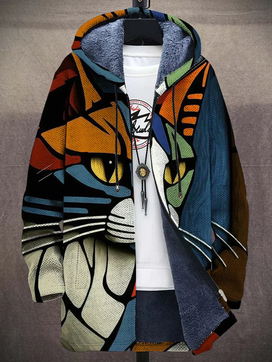 Delma - Warme Jacke mit Katzenmuster 0