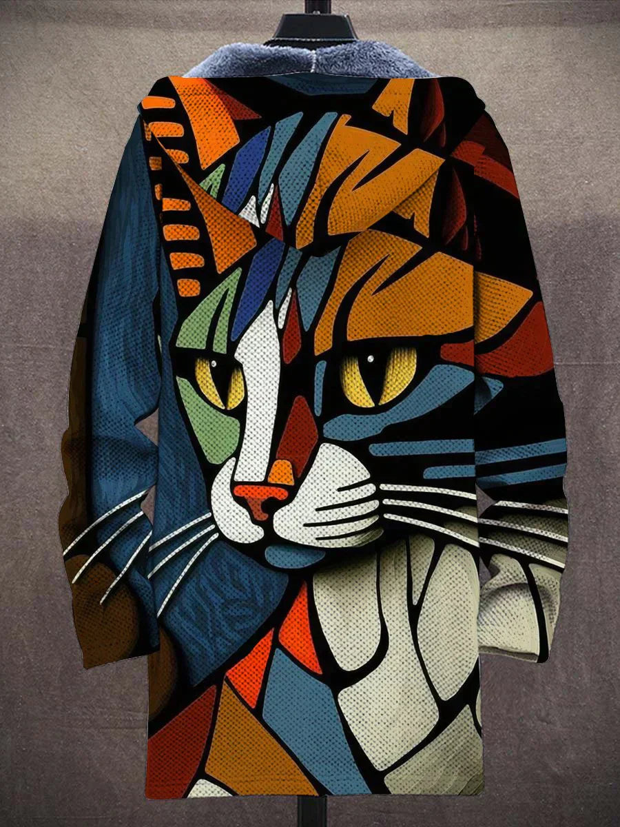 Delma - Warme Jacke mit Katzenmuster 1