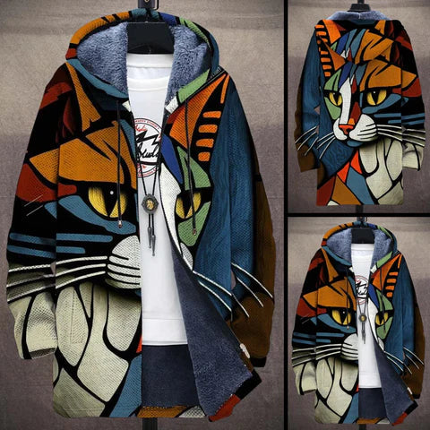 Delma - Warme Jacke mit Katzenmuster 2